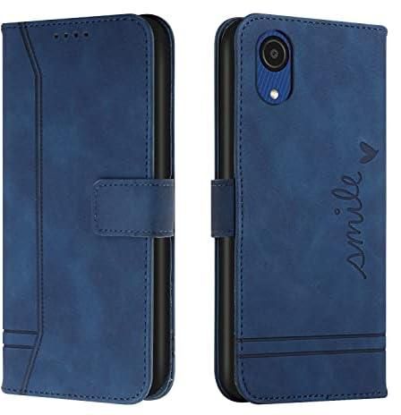 OOPKINS Case Compatible with Samsung Galaxy A03 Core Case Luxury Leather Flip Wallet Case with Card Slots Kickstand Magnetic Buckle Shockproof Protective Cover for Samsung Galaxy A03 Core Blue HX5