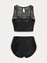 Plus Size & Curve Feather Geometry Lace Panel Bikini Swimsuit - L