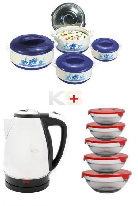 [3in1 Bundle] Home King Electric Kettle + Selecto Hot Pot Set + Glass Bowl Set