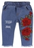 Kids Tales Designer Raglan Sleeve Top + Broken Hole Jeans 2Pcs Girl Outfits - 4 Yr Old Children Clothing Set