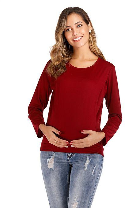 Fashion 2022 Nursing Long Sleeve T-shirt Women's Comfy Solid Blouse Shirt Tunic Top For