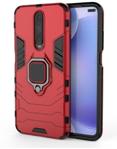 Cover Xiaomi Redmi K30 , - Brushed Dual Protection Shockproof Heavy Duty Slip-Resistant Cover With Metal Ring - Red