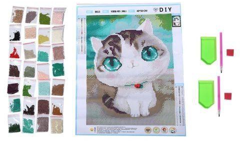 Generic Cute 40*50CM Cartoon Cat Full Diamond Embroidery Resin Decorative Painting Cat 2