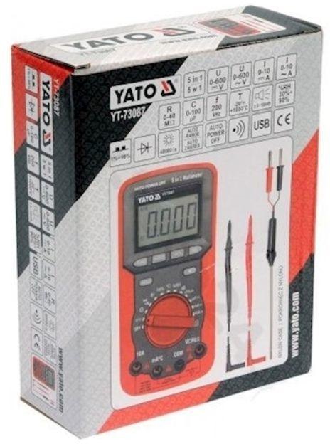 Yato - 5-In-1 Autoranging Digital Multimeter Red/Grey