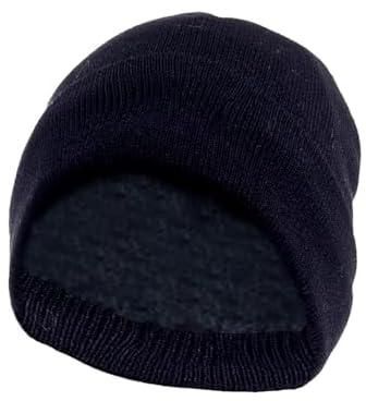 Fur Lined Winter Hat - Black, One Size