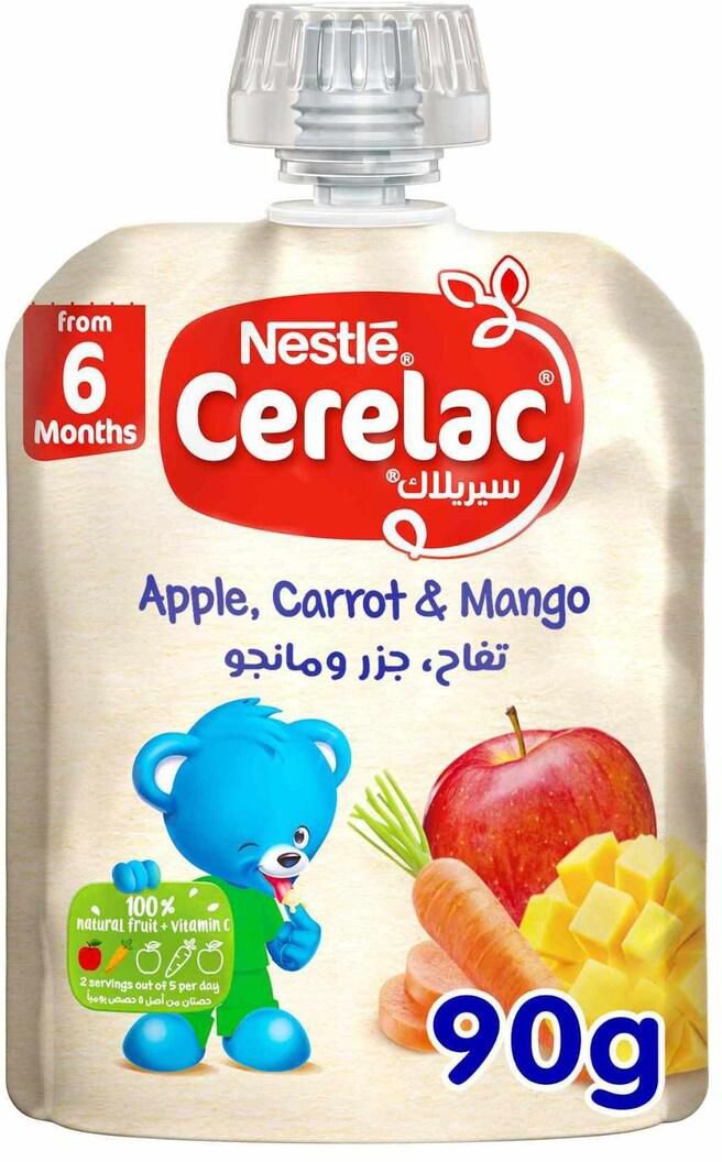 Nestle Cerelac Fruits &amp; Vegetables Puree Pouch Apple Carrot Mango 90g