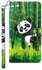 HuHa Case Cover Compatible For Sony Xperia 5 III 3D Painting Pattern TPU + PU Leather Phone Case Panda Climbing Bamboo