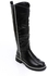 Dejavu Silver Details For Knee High Zipper Closure Leather Boots - Black