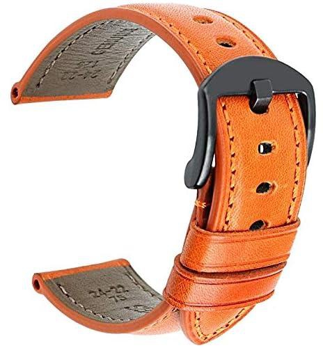 Genuine Handmade Leather Band with Black Buckle for Samsung Gear S3 Frontier and Classic Smart Watch Elite Strap - Yellow Sand Brown