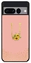 Rugged Black edge case for Google Pixel 7 Pro Slim fit Soft Case Flexible Rubber Edges Anti Drop TPU Gel Thin Cover - Custom Monogram Initial Letter Floral Pattern Alphabet - U (Rose Pink )