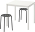 MELLTORP / MARIUS Table and 2 stools - white/black 75 cm