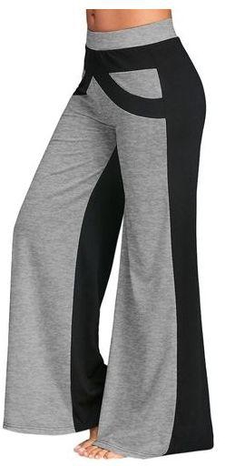 Fashion Women Casual Wide Legged Pants - Grey