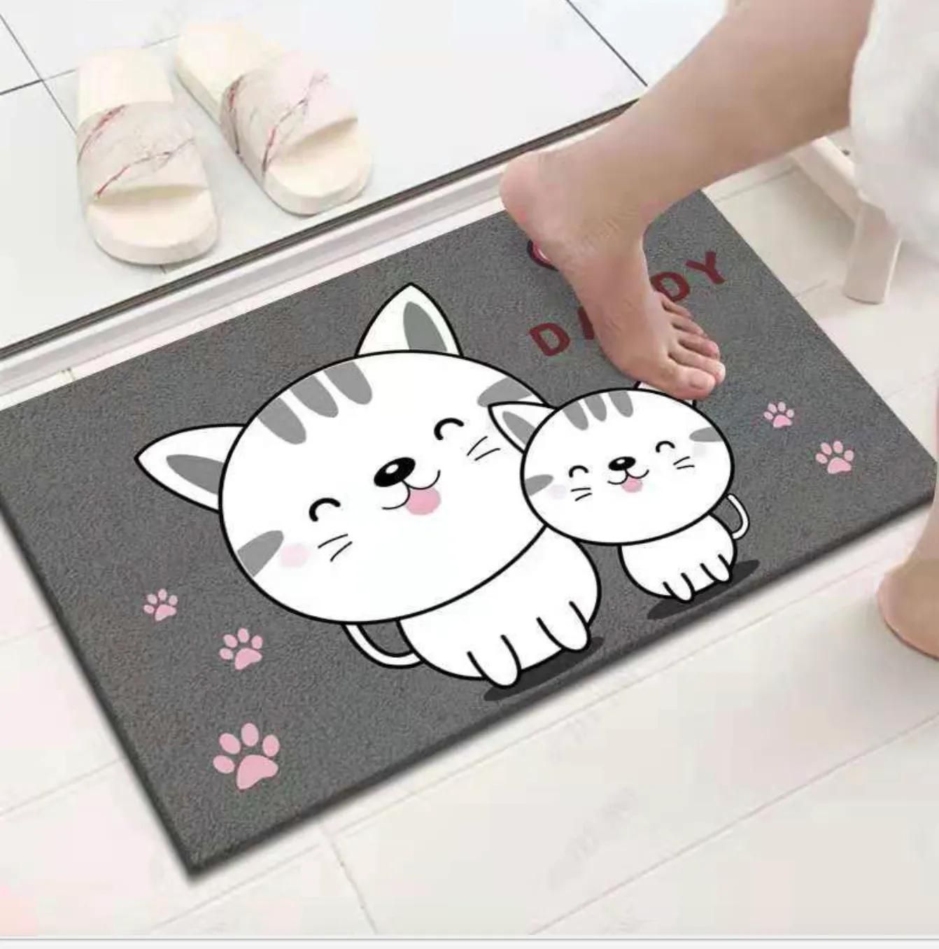 Chubby Cats Non-Slip Area Rug - Absorbent, Polyester, 40x60cm - Ideal for Living Room, Bedroom, Study, Dining Room, and Bathroom