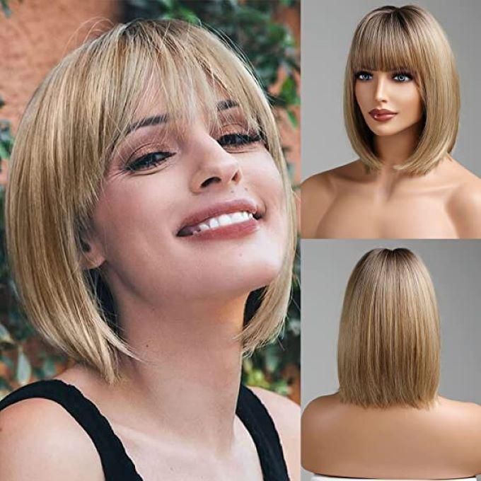 Blonde Wig With Bangs Short Wigs Hair Extension For Women