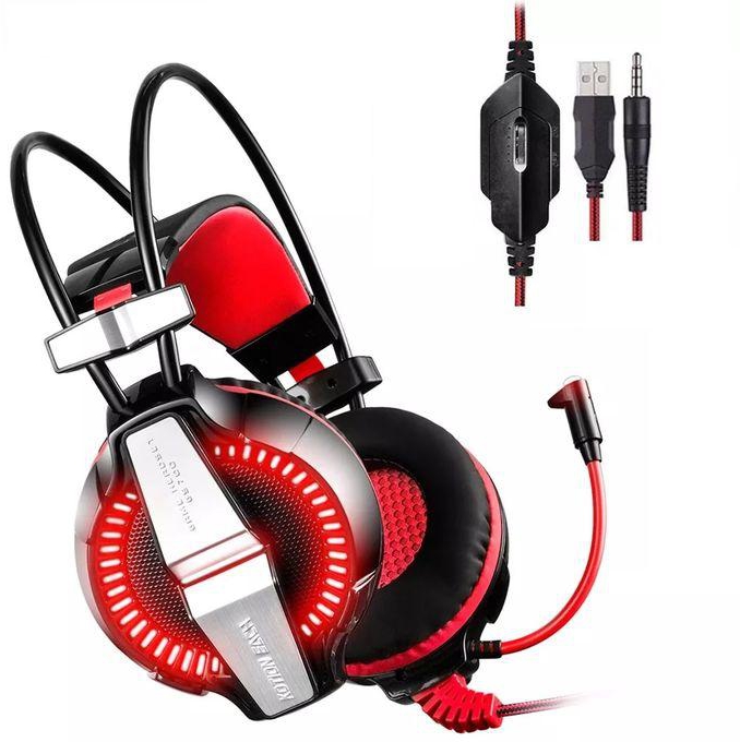 Kotion Each GS700 Stereo Gaming Headset – Red LED With Mic 3.5mm Jack For PC / PS / Xbox