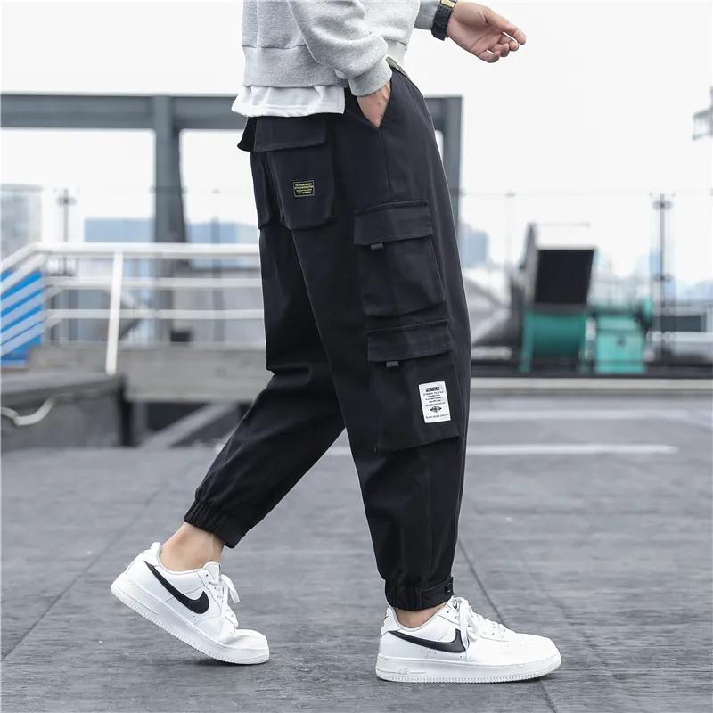 New Men's Side Pockets Cargo Pants 2021 Black Hip Hop Harem Pants Casual Male Trousers