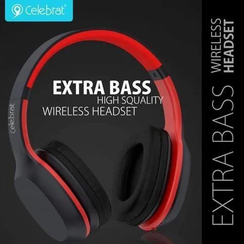Celebrat A18 Wireless Bluetooth Headphone With Extra Bass Red