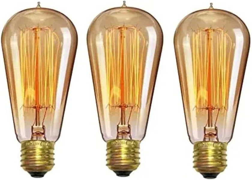 مصباح إضاءة زجاجي عتيق بقاعدة E27 مصباح أصفر أصفر للديكور المنزلي في غرفة المعيشة / القاعة / بار الشرفة (عبوة من 3).