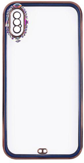 IPhone X / XS - Shockproof Transparent Cover With Colored Frame & Golden Border - Blue
