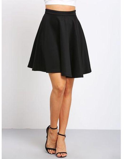 Lydiaz Trendy High Waist Flared Skirt - Black