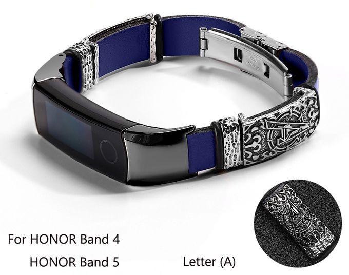 Leather Bracelet For HONOR Band 5 4 Strap Stainless Steel Decoration For HUAWEI HONOR Band 5 Replacement Strap Accessories