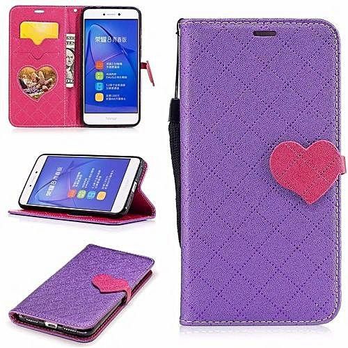 Generic PU Leather Wallet Card Slot Case Cover For Huawei Ascend P8 Lite 2017 (Purple)