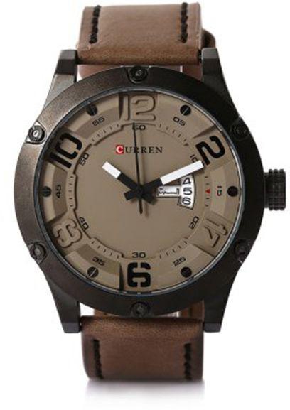 Curren 8251 Round Analog Casual with Date Day Display Quartz Movement Men's Wristwatch - Brown