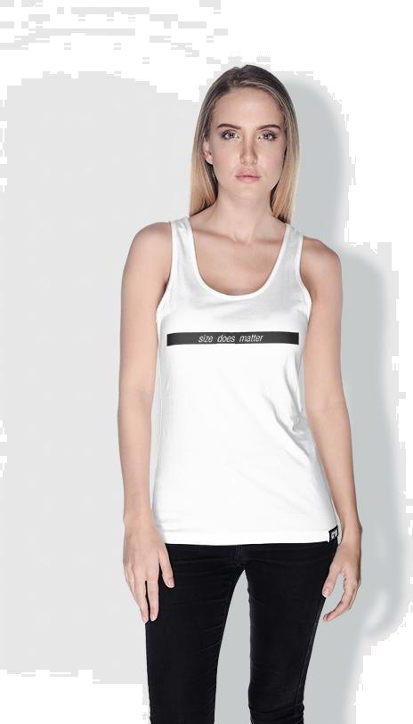 Creo Size Does Matter Funny Tanks Tops for Women - M, White