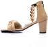 Heeled Sandal For Woman With Chain - Chamois - Beige