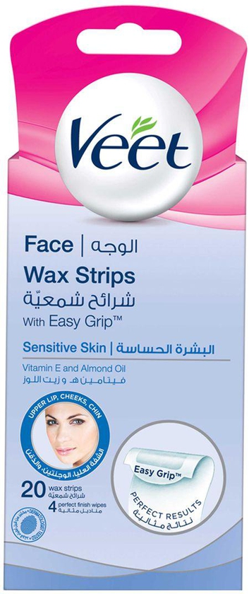 Veet Sensitive Skin Face Wax Strips, 20 Strips