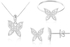 Vera Perla 18K White Gold 0.24 cts. Diamond Butterfly Jewelry Set