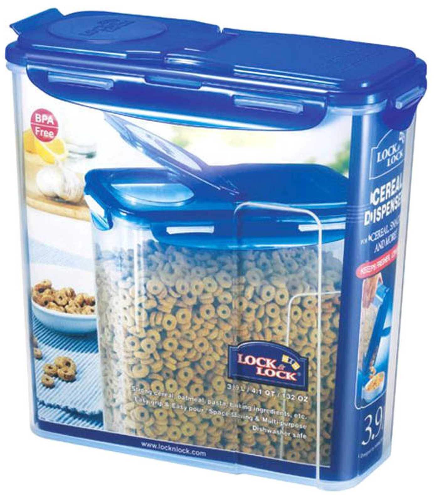 Lock &amp; Lock Cereal Dispenser HPL951 Clear/Blue 3.9L