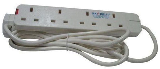 Rk Trust Heavy Duty For Ironing -Water Heating And Electonics 4-Way Extension Cable - White