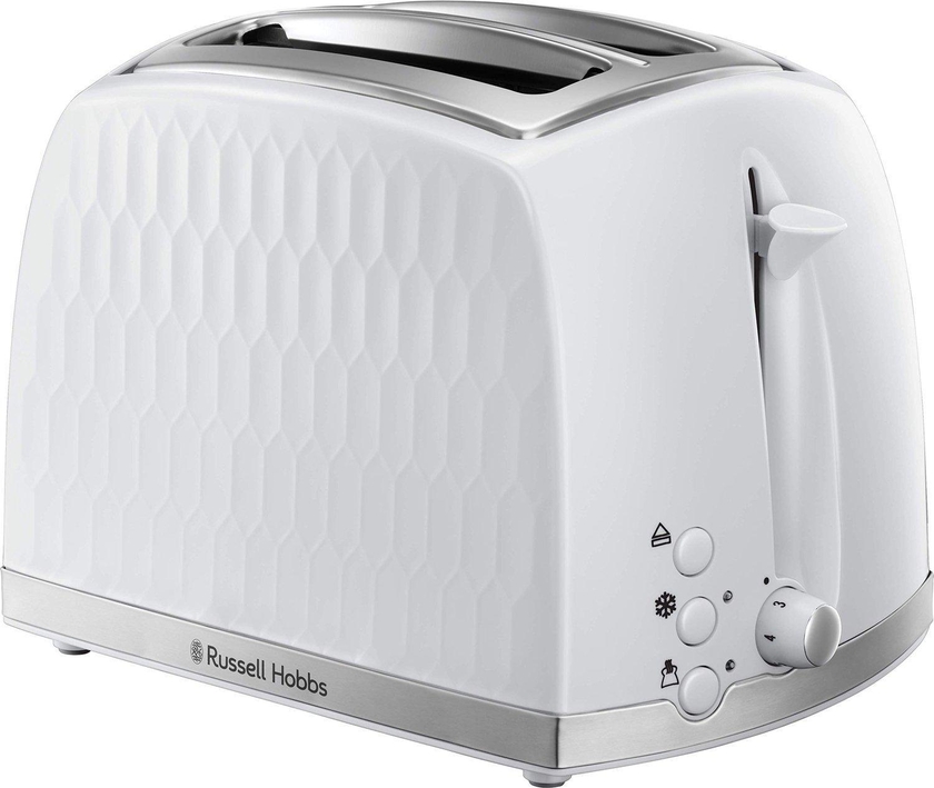 Russell Hobbs Toaster, Honeycomb, 2 slice, 850W, White