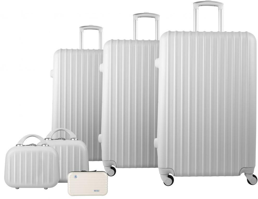 HIGH-END-BAGS PPC Troley Luggage 3Pcs with two Beauty Case and women Wallet - White  - 161015