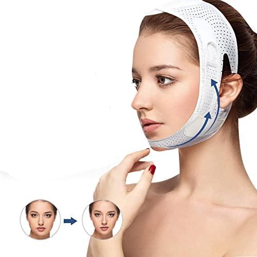 Breathable Face Slimming Strap, Face Lift Strap, Reusable Face Lifting Bandage Pain-Free Jawline Shaping Band, V Line Shaping Face Masks, Anti-Sagging-Aging-Wrinkle-Snore Belt for Women |White