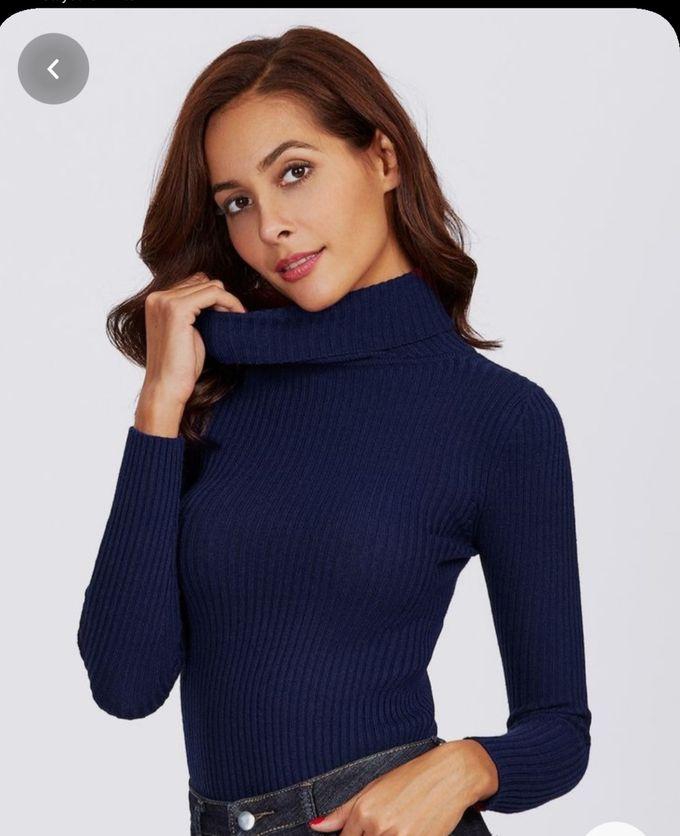 Fashion Women Sweater Knitwear Turtle Neck Long