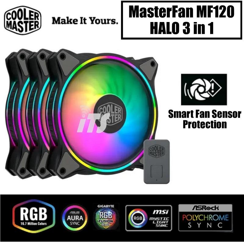 Cooler Master MasterFan MF120 Halo 3 in 1 Chassis Fan (Black)