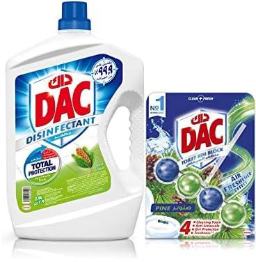 Dac Disinfectant & Floor Cleaner, Pine 4.5L And  Dac Toilet Rim Block, Power Active, Pine 50G