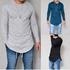 2017 autumn summer new men's pure color bottoming shirt long body slim neck long sleeved T-shirt Black S cotton
