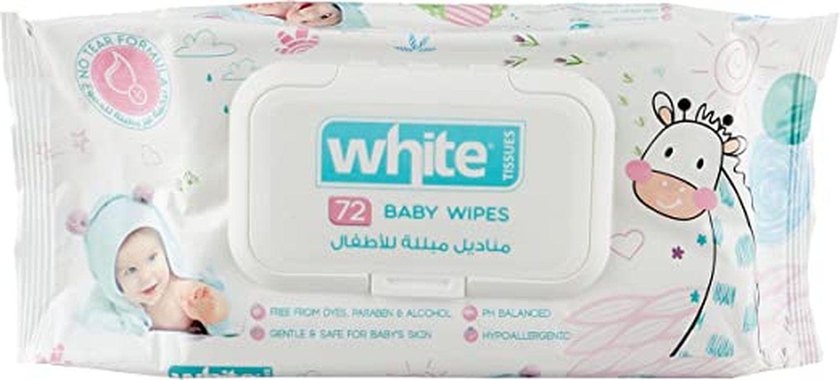 White Baby Wipes, 72 Wipes