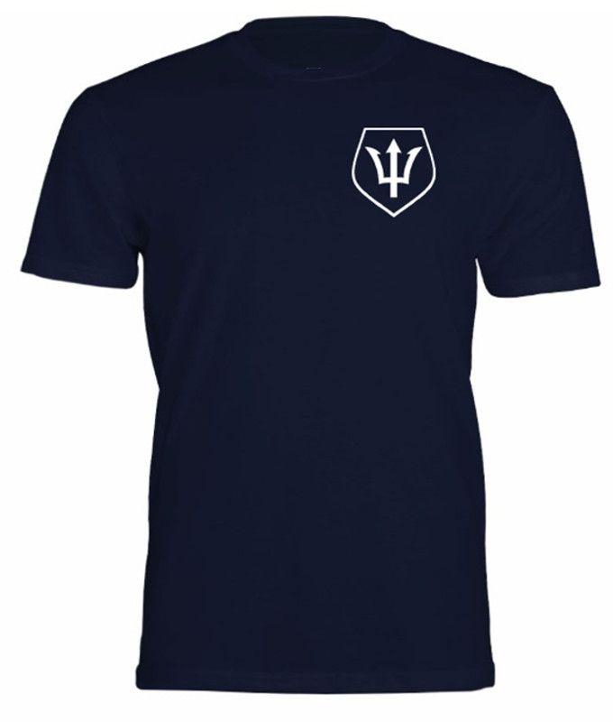 Cray Cray InCRAYdible White Trident Shield Round Neck T-shirt - Navy Blue