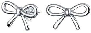 925 Sterling Silver Ribbon Bow Stud Earrings