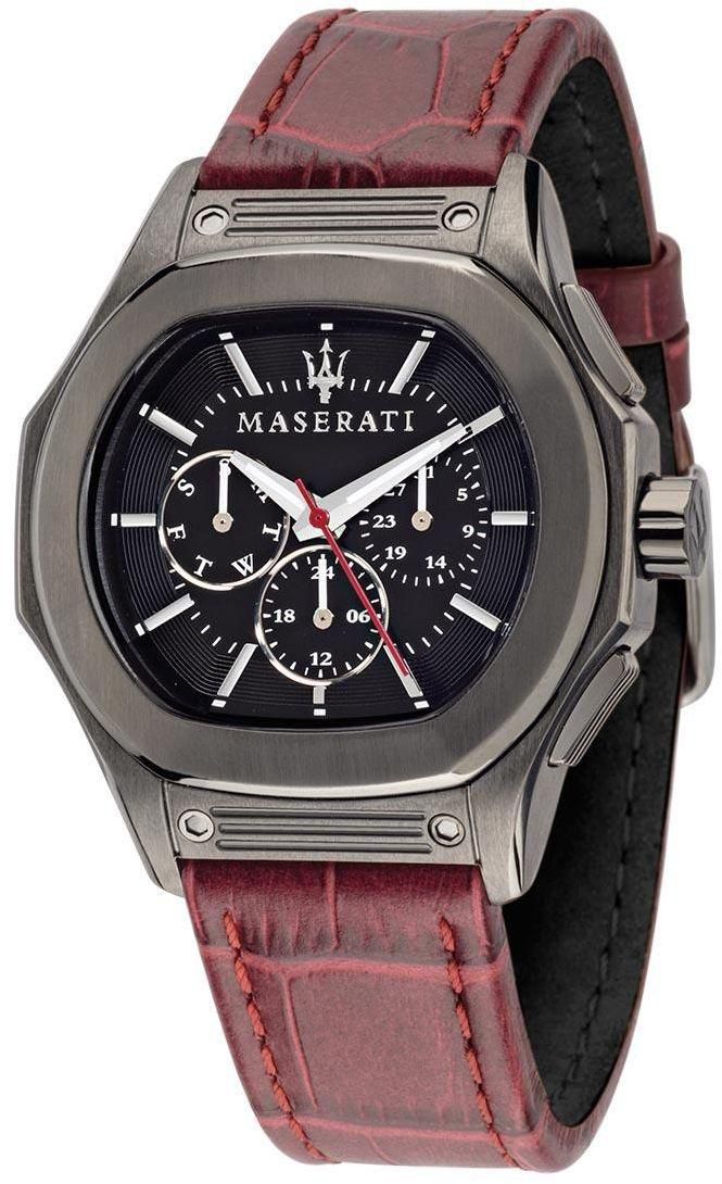 Maserati Brown Leather Black dial Chronograph for Men [R8851116007]