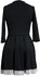 Lace Trim V Neck Sleeved Black Skater Dress