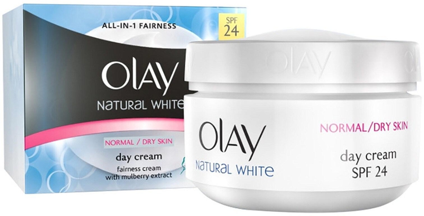 Olay natural white normal &amp; dry skin day cream spf24 fairness crame with mulberry extract 50 g