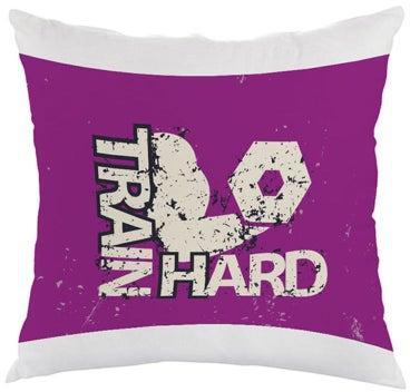 Train Hard Printed Cushion Cover Pink/White 40 x 40centimeter