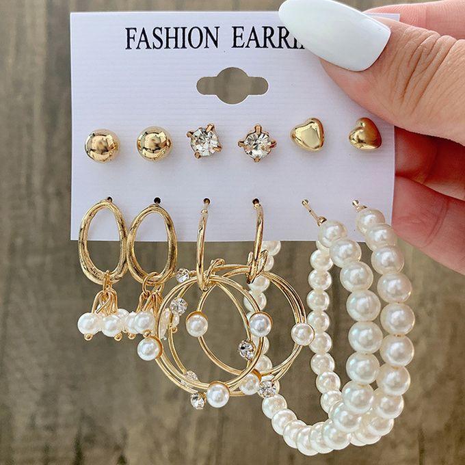 Fashion Beautiful Earrings With 6 Set With 3 Loops And 3 Studs.