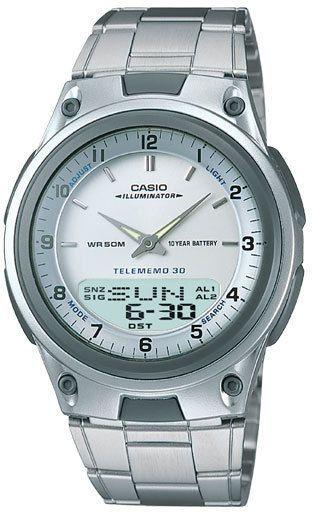 Casio Men's Grey Dial Stainless Steel Band Watch - AW-80D-7AVDF