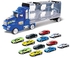 لعبة شاحنة نقل لعبة ناقل سيارة للبنين والبنات من سن 3-10 سنوات - تتضمن شاحنة النقل 12 سيارة واكسسوارات - هدية مثالية للأطفال (أزرق)